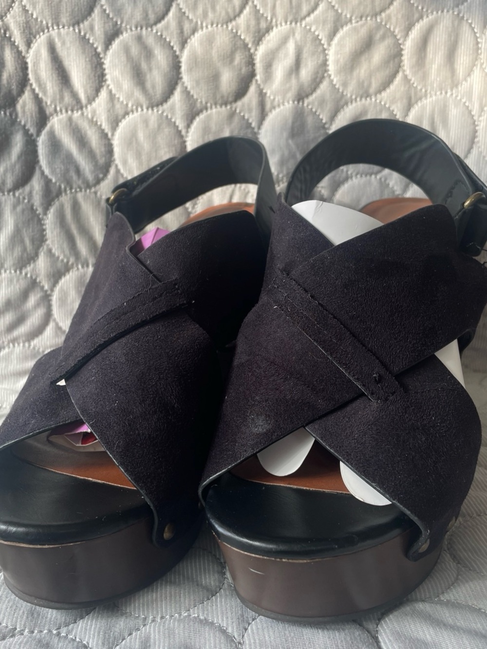 Women’s Black Suede Crisscross Platform Sandals — Sleek Slingback Style